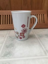 Starbucks christmas Narrow Tall coffee mugs pointsetta &amp; snowflakes red ... - $15.79