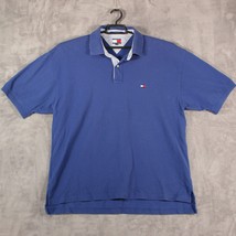 Tommy Hilfiger Polo Shirt Mens XL Blue Short Sleeve Flag Golf Preppy Vin... - £12.80 GBP