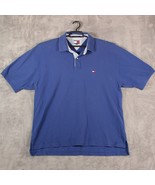 Tommy Hilfiger Polo Shirt Mens XL Blue Short Sleeve Flag Golf Preppy Vin... - £12.29 GBP