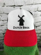 Dutch Bros Unisex One Sz Snapback Hat Red Black Foam Meshback Trucker Ball Cap - £11.76 GBP