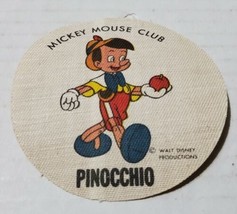 Vintage Pinocchio Mickey Mouse Club Fabric Iron On Patch Unused 3'' Walt Disney - $37.23