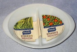 Glasbake Ovenware Jeanette Milk Glass partitioned Vegetable Dish 239 - £7.95 GBP