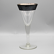 Trumpet Wine Goblet Dorothy Thorpe Silver Rim MCM Martini Glass Cocktail VTG  - £7.94 GBP