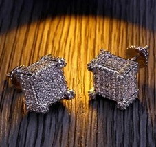 2Ct Round Cut Lab-Created Diamond Hip Square Stud Earrings 14K White Gold Plated - $149.99