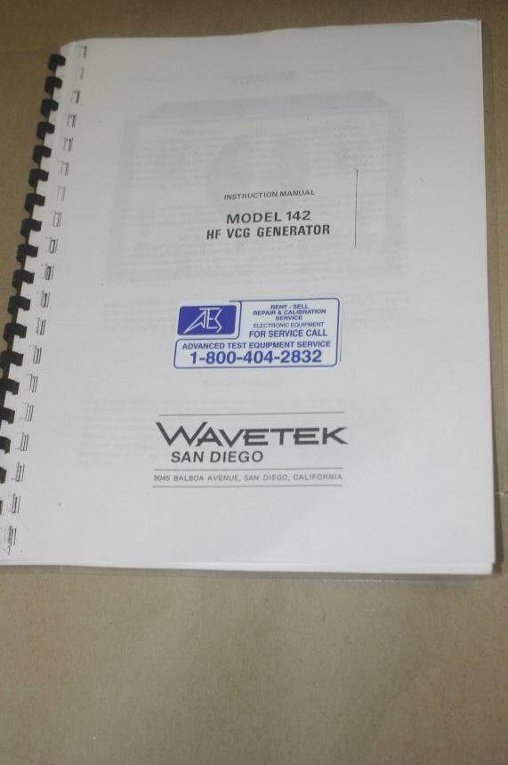 Wavetek HF VCG 142 Generator Install/Operation Manual - $24.50