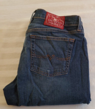 Lucky Brand Dungarees Low rise Flare Blue Denim Jeans Size 14 Regular Le... - £11.86 GBP