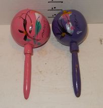 Pair of Handmade maracas Mexico Pink Purple - $49.45