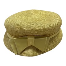 Vintage Edwards Original Yellow Straw Hat with Bow &amp; Net Overlay – 1950s... - $40.00