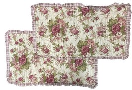 Waverly Rose King Pillow Shams Floral Gingham Norfolk Rose Sonata - $39.95