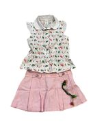 Gymboree Outlet &quot;Tennis Match&quot; Turtle Print Top &amp; Pink Skort Set with Ha... - $40.13 CAD