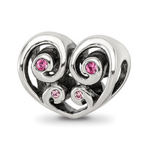 Silver Reflections Pink Crystal Twin Heart Bead QRS3408 - £36.76 GBP