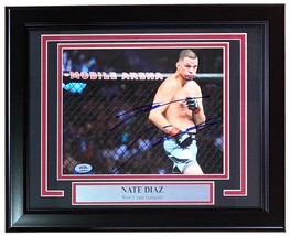 Nate Diaz Signed Framed 8x10 UFC Fighting Stance Photo PSA Hologram - £154.50 GBP
