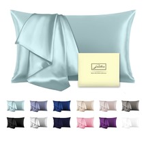 Natural Mulberry Silk Pillowcase For Hair And Skin Standard Size 20"X 26"Haze Bl - £19.11 GBP