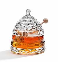 Studio Silversmiths Crystal Honey Jar, Beehive Honey Dish with Dipper - £22.58 GBP