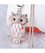 Jewelry Crystal Opal Owl Pendant Chain Gold Sweater Long Necklace Christ... - $266.17 MXN