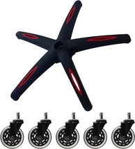 28 Inch Nylon Gaming Chair Base With 5 Casters, Heavy Duty Boss Office, Red - $71.96