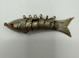 Vintage Articulated Fish Pendant Pastel Painted Enamel Rhinestone Eyes 2.5” - €16,94 EUR