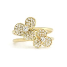Authenticity Guarantee 
Pave Diamond Flower Floral Split Shank Statement Ring... - £1,404.16 GBP