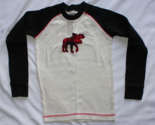 Lazy One Kids Pajama Top Size 8 Red Black Cream Moose Buffalo Check - $8.87
