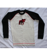 Lazy One Kids Pajama Top Size 8 Red Black Cream Moose Buffalo Check - $8.87