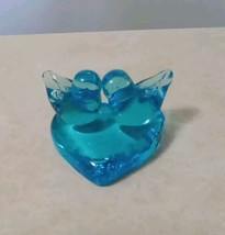 Blue Bird of Happiness Signed Ron Ray 1998 Art Glass Double 5&quot; x 2&quot; T VI... - £11.03 GBP