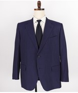 Caruso Norma Wool Suit Mens 46S Navy Blue Striped Made in Italy Current Model - $373.68