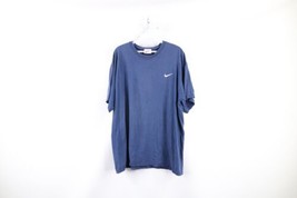 Vintage 90s Nike Mens Large Distressed Travis Scott Mini Swoosh T-Shirt Navy USA - £35.09 GBP