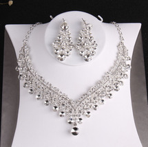 Baroque Crystal Beads Bridal Jewelry Sets Rhinestone Tiaras Crown Necklace Earri - £33.36 GBP
