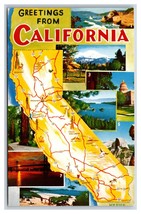 Map View Multiview Greetings From California CA UNP Unused Chrome Postcard V10 - £2.06 GBP