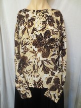 Croft Barrow Womens M Pull Over Leopard print Floral w/sequins Sweater - £15.73 GBP
