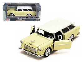 1955 Chevrolet Bel Air Nomad Yellow with White Top 1/24 Diecast Model Ca... - $39.28