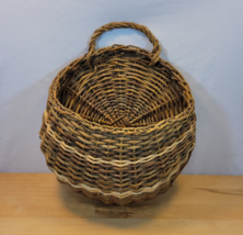 Large Woven Vintage Wicker Basket Hanging Wall Pocket 15” x 13” x 6” Rustic - £19.33 GBP