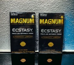 2x Trojan Magnum Ecstasy 20 Total Large Lubricated Latex Condoms  EXP 2/25 - £19.57 GBP