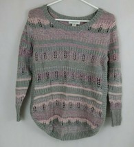 Christopher &amp; Banks Petite Women&#39;s Pink &amp; Gray Open Knit Thin Sweater Si... - £9.73 GBP