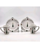 Starbucks Christmas Mug &amp; Dessert Plate 4 Piece Set Rare 2000 Tree &amp; Orn... - $37.99