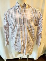 Michael Kors Long Sleeve Shirt Button Up Check Pink White Purple 16.5&quot; 34/35 - $12.99