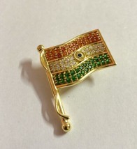 Gold Plated Studded Indian Flag Brooch / Lapel Pin Jewelry, High Polish ... - $456.49 MXN