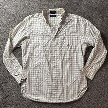 Nautica Flannel Plaid Button Down Shirt Top Eggshell White Men&#39;s Medium (M) - €8,56 EUR