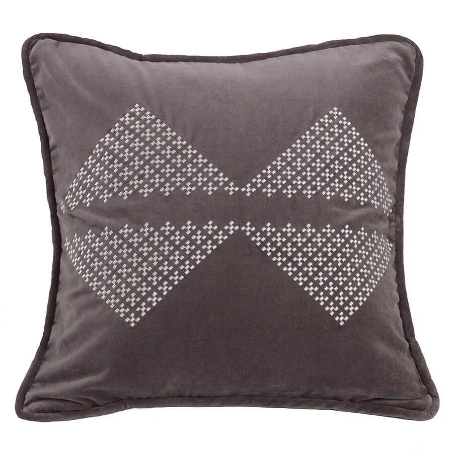 Embroidered Velvet Diamond Cushion 18&quot;x18&quot; - $114.51