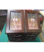 Beautiful  Wood and Glass JEWELRY BOX - $27.31