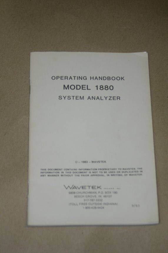 Wavetek 1880 System analyzer Operating Instruction guide Manual - $24.50