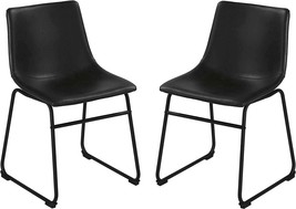 Cortesi Home Casablanca Dining Chair In Distressed Black Faux Leather,, Set Of 2 - £143.21 GBP