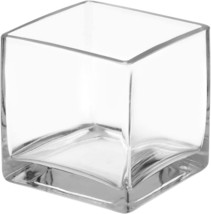 Clear Cube Shaped Flower Glass Vase With A 4&quot; Tall And 4&quot;X4&quot; Opening From Royal - £33.19 GBP