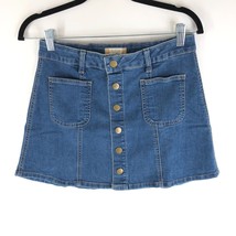 Altar&#39;d State Women&#39;s Blue Button-Down Cotton Blend Mini Denim Jean Skirt Size S - £9.89 GBP