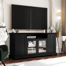 TV Stand for TV up to 65in with 2 Tempered Glass Doors Adjustable Panels... - £207.66 GBP