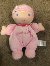 Carters Child Of Mine Pink Plush Blonde Blue Eyes My First Doll Rattle Puppy Dog - $9.49