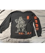 Gildan 2XL Black Long Sleeve Samurai Graphic Tee Japanese Kanji Streetwear - $26.34 CAD