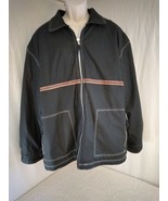 Decibel Biker Mens Full Zip Leather jacket Fleece Line Black/Red  Size L... - £44.22 GBP
