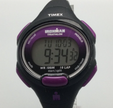 Timex Ironman Triathlon Watch Women Indiglo Purple 10 Lap New Battery t22 - £15.65 GBP