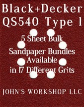 Black+Decker QS540 Type 1 - 1/4 Sheet - 17 Grits - No-Slip - 5 Sandpaper Bundles - £3.94 GBP